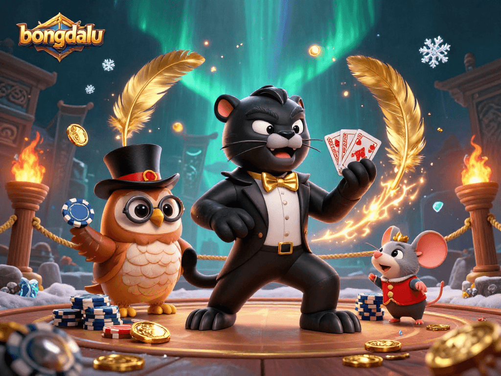 Engage with bongdalu in a vibrant casino scene showcasing unique characters and thrilling betting actions.