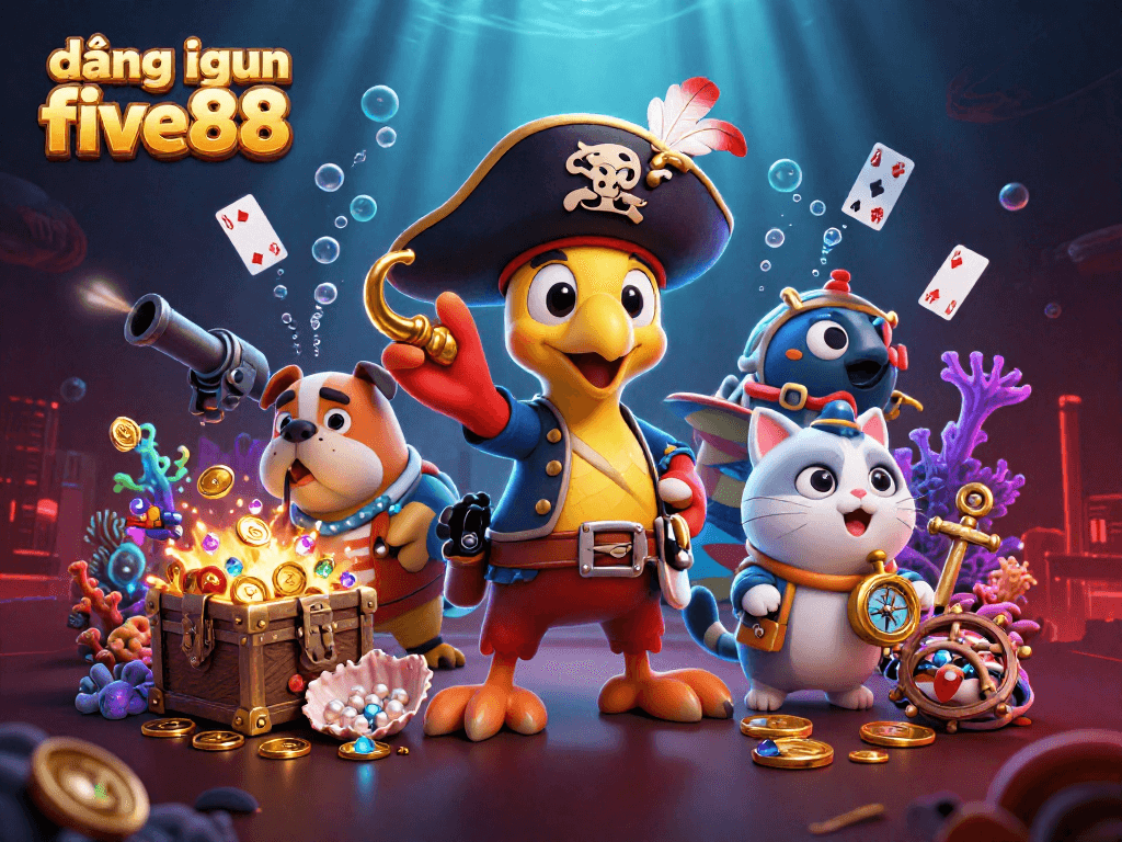 Engage with exciting betting opportunities through đăng nhập five88, featuring 3D cartoon-like characters and vibrant casino elements.