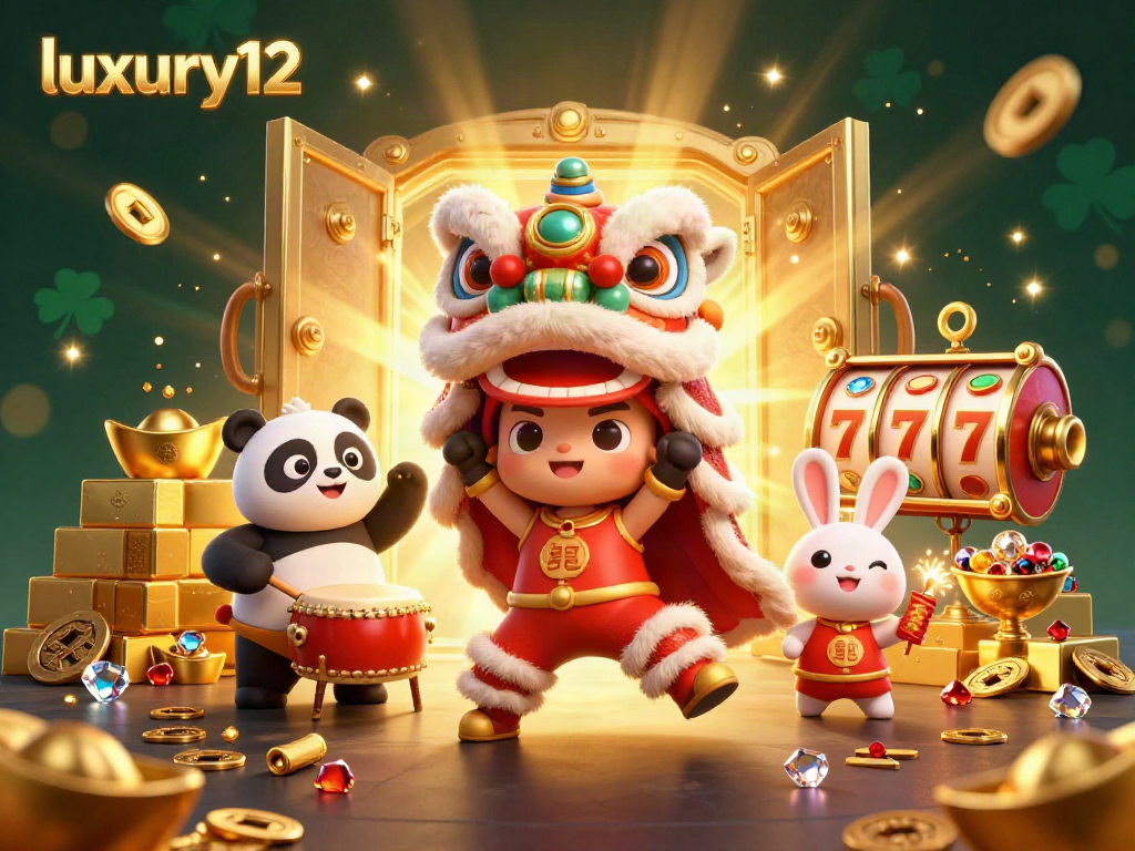 Experience excitement and fortune with luxury12 in this vibrant casino-themed 3D illustration featuring colorful characters.