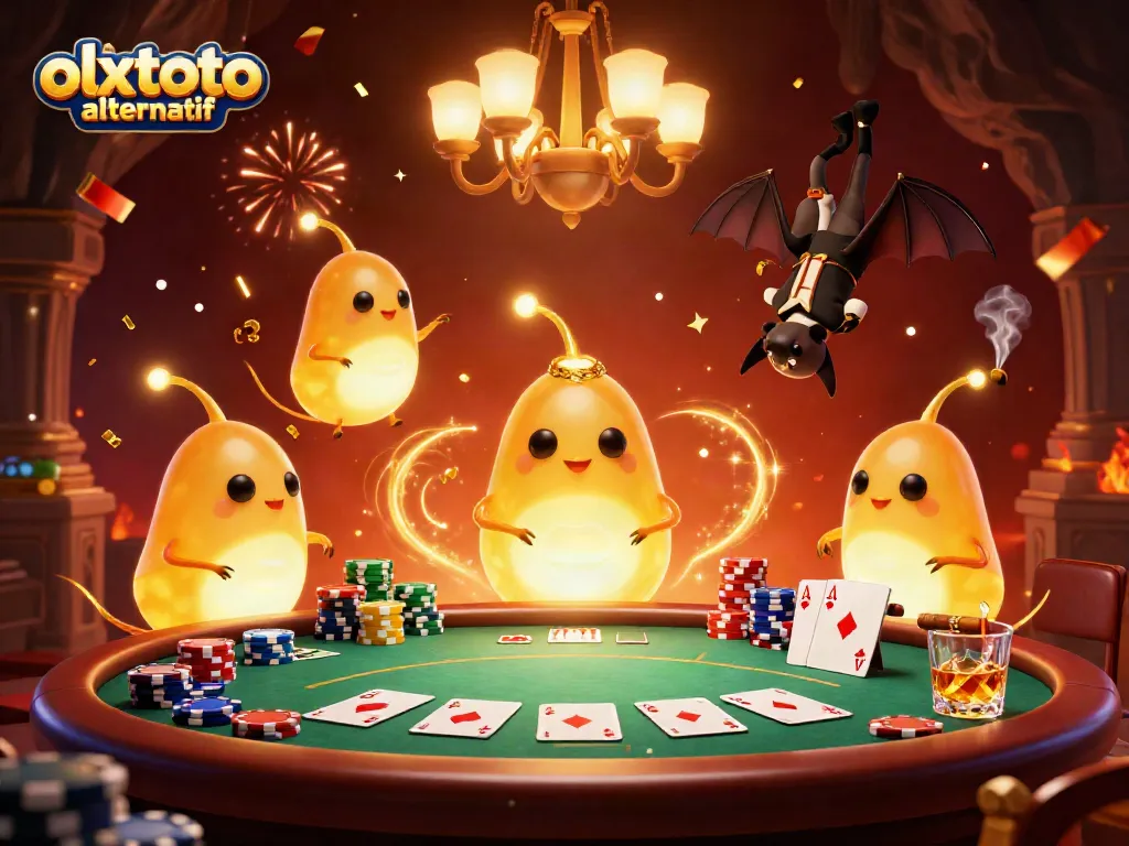 Experience the excitement with olxtoto alternatif in this captivating casino scene illuminated by glowworms.