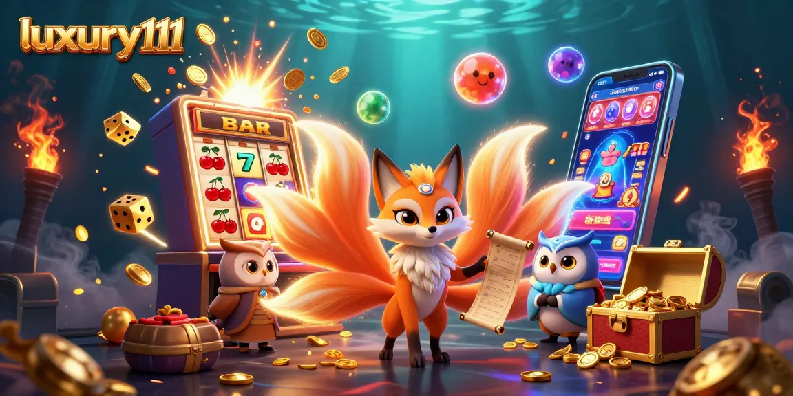Experience luxury111 as a vibrant jackpot explodes from a 3D slot machine surrounded by enchanting characters.