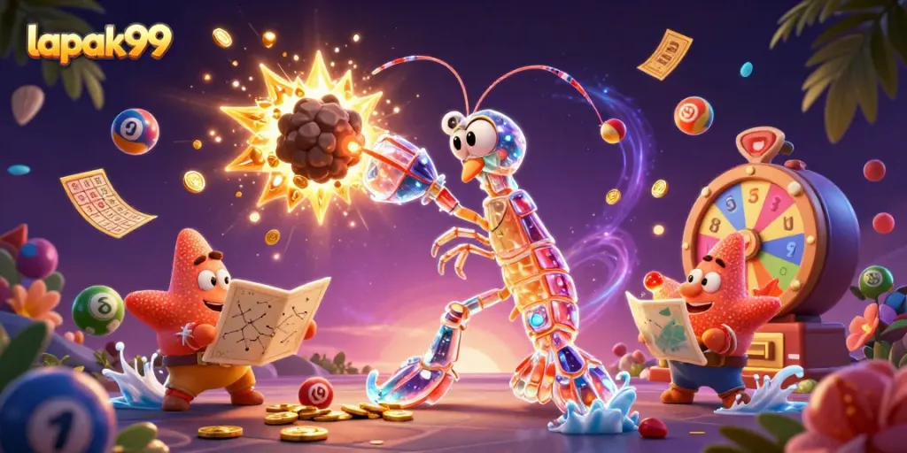 Experience thrilling wins with lapak99 in this dynamic casino-themed 3D illustration!
