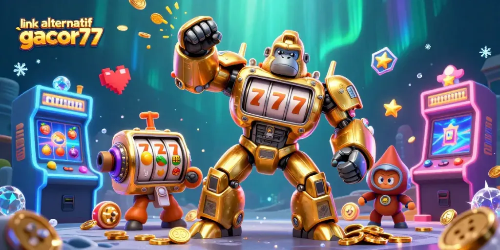 Menangkan hadiah mulai dengan link alternatif gacor77, yang menampilkan karakter slot dan elemen kasino yang dinamis.