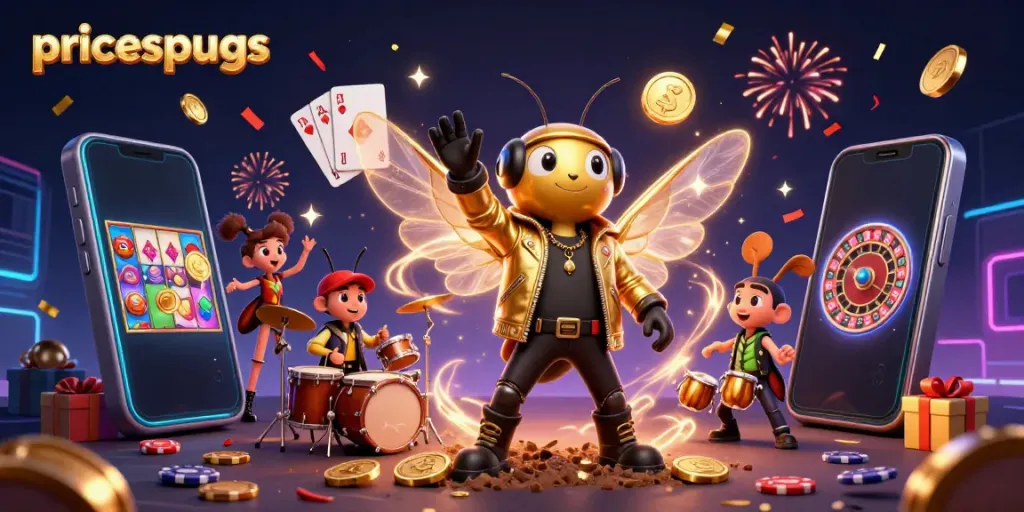 Permainan yang menyenangkan dengan bintang rock cicada dan elemen jackpot menghiasi layar, harga terbaik dari pricespugs.