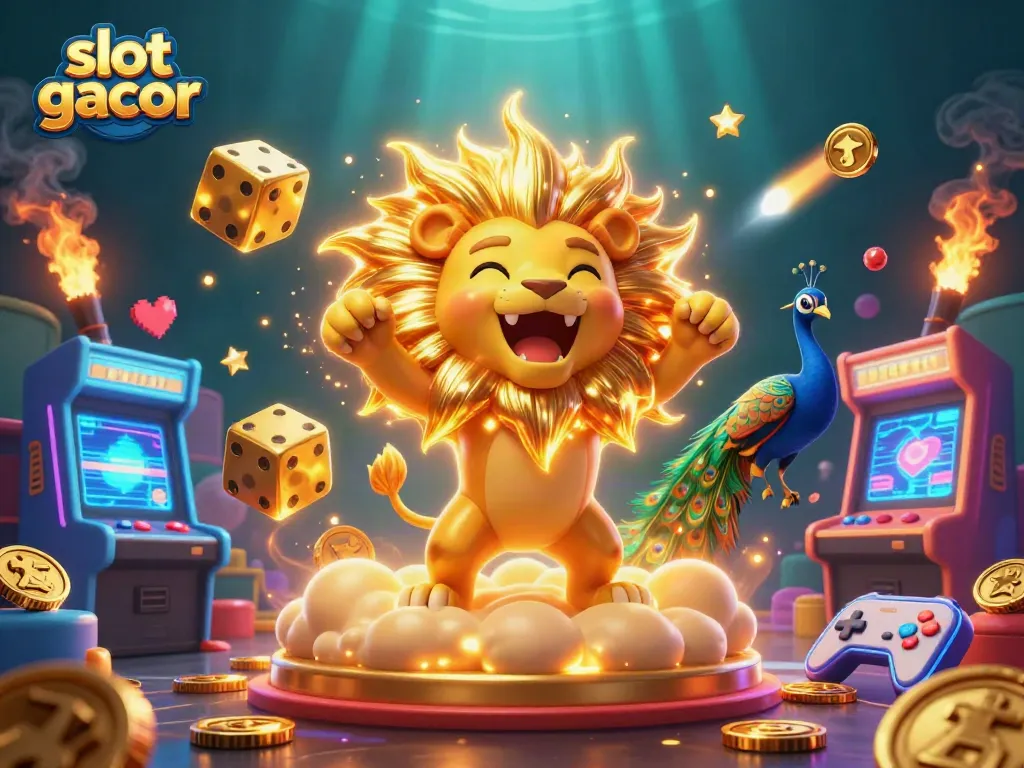 Slot gacor memberikan jackpot besar dengan pelbagai simbol menarik dalam ilustrasi 3D yang penuh warna.