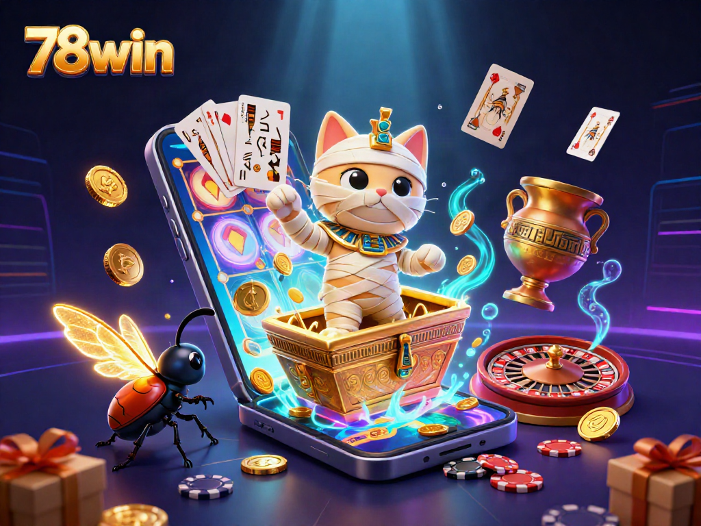 Experience thrilling gameplay with 78win's Egyptian-themed casino illustration, showcasing adventure and excitement.